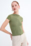 Kayık Yaka Yanı Ruched T-Shirt P0653 - 4