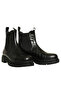Black Crocodile Print Leather Women's Elastic Boots - 2