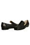 Black Leather Knitted Women's Loafers - 3