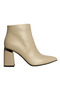 Beige Leather Women's Heeled Boots
