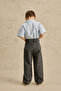 Cross-Waisted Pleated Pants Gray - 4