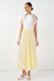 8009 Leather-Look Pleated Skirt - Yellow - 5