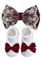 - Aaliyah Socks & Cute Ribbon Big Bow Headband Set - Burgundy
