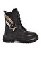 Black Fur-Lined Zippered Lace-Up Girls' Boots