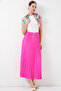 8009 Leather-Look Pleated Skirt - Fuchsia - 5