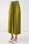 8009 Leather-Look Pleated Skirt - Fat Green - 4