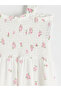 Square Neck Floral Waist-Slit Dress - 5