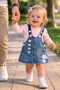 Girl's Jeans Embroidered Bodysuit and Gilet Set (6/9/12/18) Months - 4