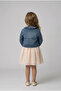 Girl's Pearl Denim Jacket and Dress Set Beige - 2
