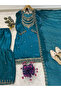 Teal Blue Fandy Top Plazzo & Dupatta - FFT7162- Teal Blue - 6