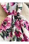 Women's Elegant -Line Maxi Dress with Cinched Waist & V-Neck -Medium Size - 4