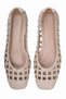Women's Knitted Ballet Flats Square Toe Casual Shoes Alstro Beige - 4