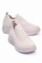 Women's Knitwear Sneakers Stone Detailed Lightweight Comfort Sole Casual Sports Shoes Selina Beige