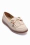 Women's Suede Loafers Tassel and Bead Detailed Casual Ballet Flats Lorea Beige - 3