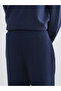 Navy Blue Women's Sweatpants with Elastic Waist - 4