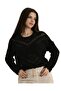 Black Color Embossed Patterned Lace Pack Lace-Like Knit Transitional Women's Knitwear Sweater