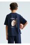 Boy's T-Shirt and Shorts Set Navy Blue - 06689 - 2