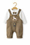 Baby Boy Plaid Pattern Embroidery Detailed Hat and Salopet Set (3 Pieces) - 2
