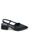 Mehtap Open Back Bow Detail Classic Women's Heeled Shoes Black-Satin - 4