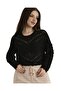 Black Color Embossed Patterned Lace Pack Lace-Like Knit Transitional Women's Knitwear Sweater - 4