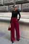 Burgundy Double Pleat Detail Palazzo Pants