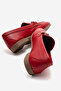 Genuine Leather Women's Red Buckled Ballet Flats Gloria - 4