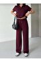 Modal Fabric Stone Detailed Shirt Collar Soft-Textured Comfortable Tracksuit Set - 5