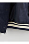 Navy Blue Standard Fit Men's Cashmere College Jacket - 7