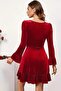 Rochie de catifea cu volane - 2