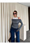Gray White Athlete's Boat Neck Blouse - 0780