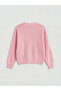 Pink v-neck sequin embroidered girl's knitted cardigan - 2