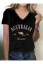 Women's Australia Printed V-Neck Sleeves Regular Fit T-Shirt