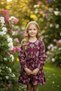 Girl's Embroidered Embroidered Belted Long Sleeve Layered Skirt Stylish Dress - 3