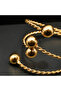 Gold-Tone Twisted Ball-End Bangle Set - 4pcs Rope Design Stackable Bracelets - 3