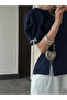 Navy Blue Sleeveless Pearl F Bow Detail Blouse - 5001 - 6