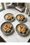 Modern Porcelain İnci 4-Piece Cake Plate Set 19 cm Black and White - 6