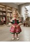 Green Red Plaid Detailed 100% Cotton Special Occasion Costume Dress + Buckle - 6