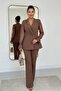 Guipure Sleeve Double-Breasted Blazer Set - 1st Quality Crepe Fabric | Wedding - Engagement - Special Occasions 36055 - 2