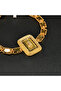 Gold-Tone Rectangular Link Bracelet with Embossed Medallion & Beaded Edges - 3
