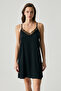 Viscose Satin Textured Lace Detailed Nightgown