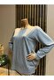 Women's Combed Cotton Blouse for Middle Ages and Above with Viscose Vertical Stones and Tassels - 3