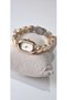 Gold Color Oval Case Curved Metal Strap Women's Wristwatch - 2