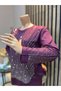 Women's Combed Cotton Blouse for Middle Ages and Above with Viscose Vertical Stones and Tassels - 2