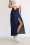 Women's High Waist Front Slit Tasseled Leg Long Denim Skirt Bnj-346 - 6
