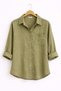 Women's 5-Pack Khaki Pink Black Beige Blue Cotton Oversize Cotton Linen Single Pocket Loose Shirt - 2