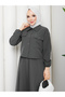 Hürrem Double Fabric Button Detailed Stylish Hijab Skirt Jacket Double Set - 5