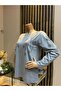 Women's Stoned Clover Viscose Mother Combed Cotton Blouse for Middle Age and Above - 3