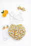 Baby Girl Orange Patterned Ruffle Shorts and White Single Sleeve and Felted Socks Set - 2