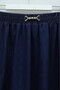 Elastic Waist Buckle Detail Denim Skirt - Navy Blue - 5