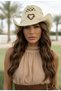 Women's Straw Cowboy Hat Heart Buckled Western Summer Breathable Bohemian Hat - 2